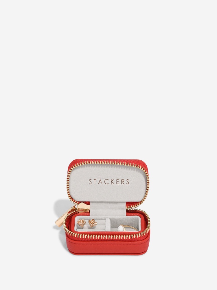 Stacker Box Red Stackers Petite Zipped Travel Jewellery Box - Red - McCloys Jewellery