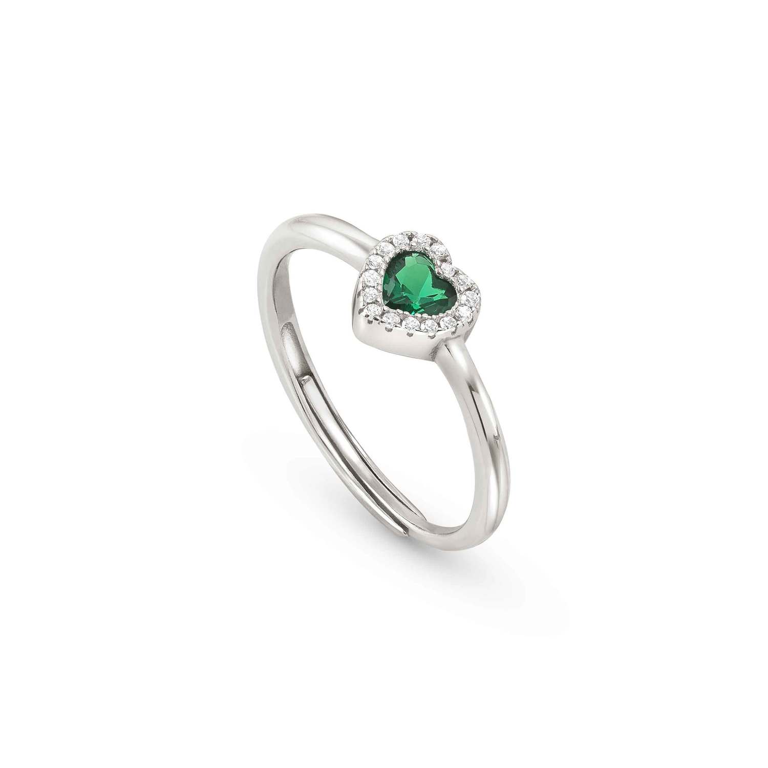 Nomination All My Love Silver Heart Adjustable Ring - Green
