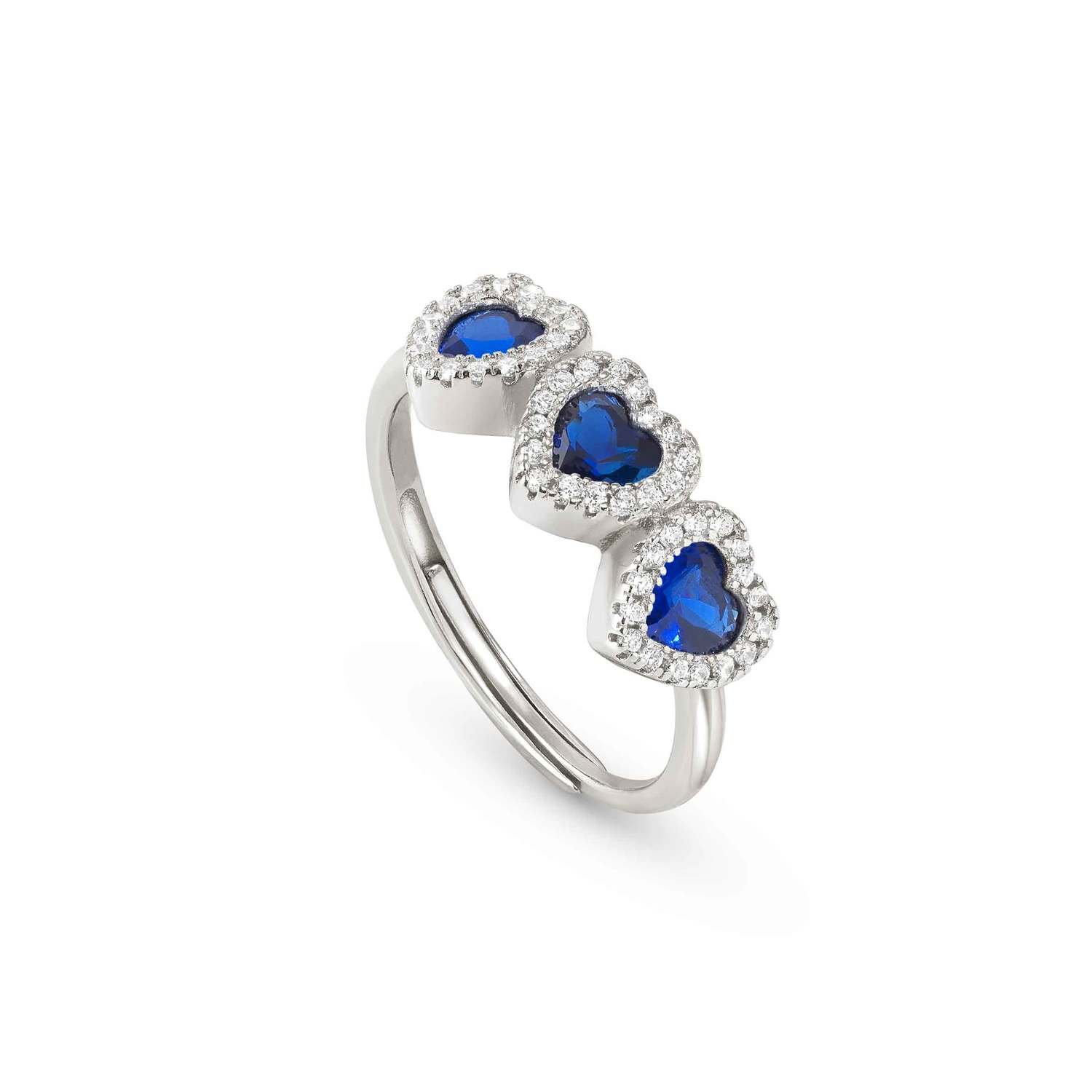 Nomination All My Love Silver Triple Heart Adjustable Ring - Blue