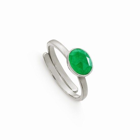 Sarah Verity Atomic Mini Emerald Quartz Silver Ring