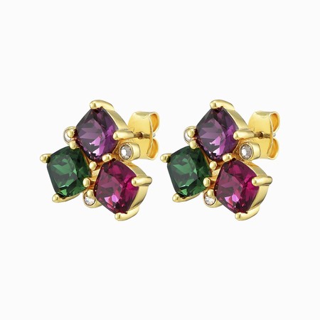 Dyrberg Kern Viena Gold Earrings - Purple, Green & Pink