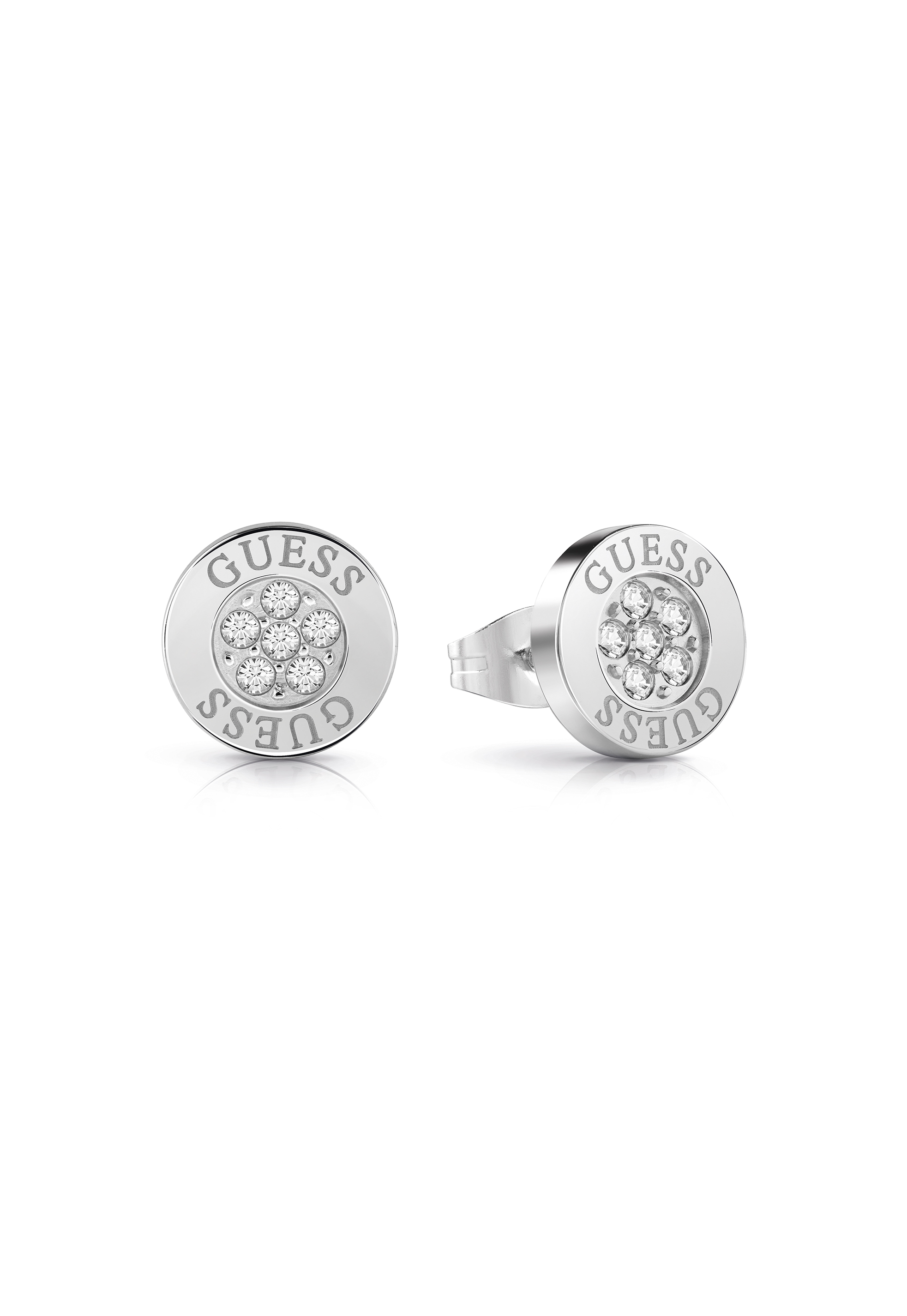 Guess Studs Party Silver Crystal Earrings - UBE02158RH
