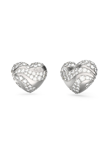 Orecchini GUESS D Silver JUBE28003JWRH – Cristallo Cuore In Acciaio Inossidabile – Argento