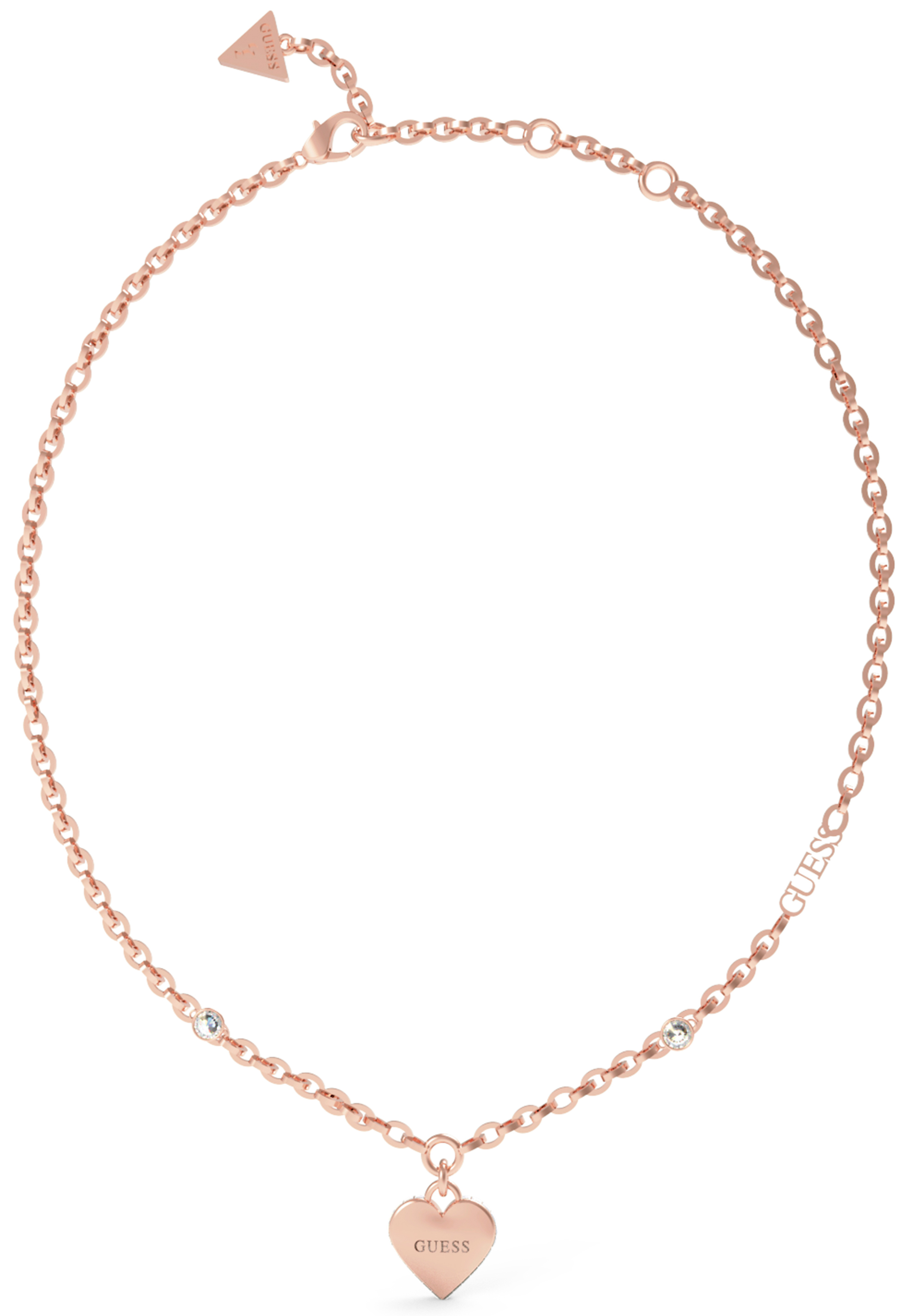 Guess Falling In Love Rose Gold Heart Necklace UBN02230RG