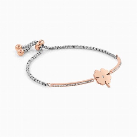 Nomination Milleluci Rose Gold Bar and Silver Four-Leaf Clover Bracelet