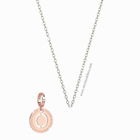 Rebecca Promo Silver 17 inch Necklace with Rose Gold O
