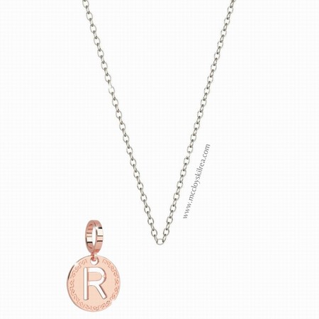 Rebecca Promo Silver 17 inch Necklace with Rose Gold R