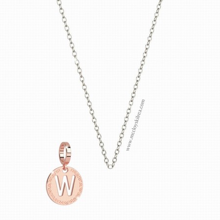 Rebecca Promo Silver 17 inch Necklace with Rose Gold W