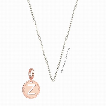 Rebecca Promo Silver 17 inch Necklace with Rose Gold Z