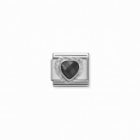 Nomination Silver Black CZ Stone Heart Composable Charm
