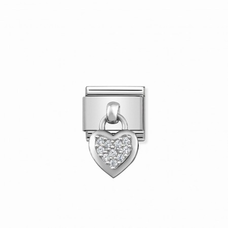 Nomination Silver Hanging Heart CZ Pave Composable Charm