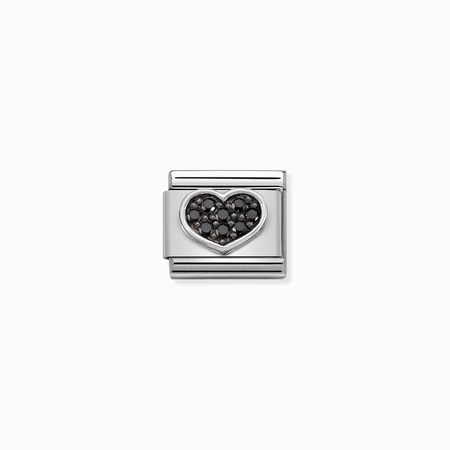Nomination Silver Heart with Black CZ Composable Charm