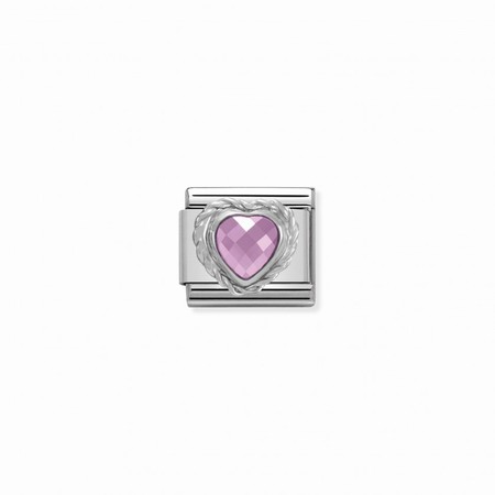 Nomination Silver Pink CZ Stone Heart Composable Charm