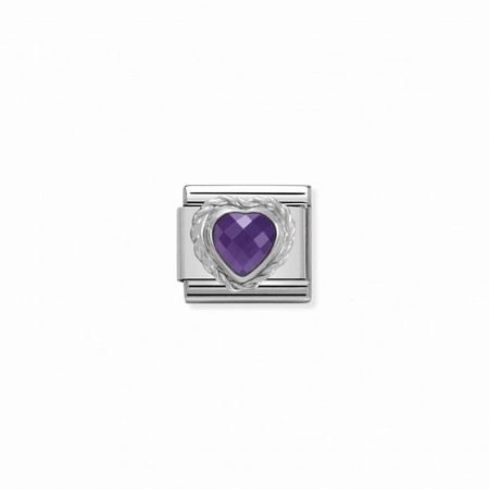Nomination Silver Purple CZ Stone Heart Composable Charm