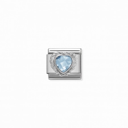 Nomination Silver Light Blue CZ Stone Heart Composable Charm